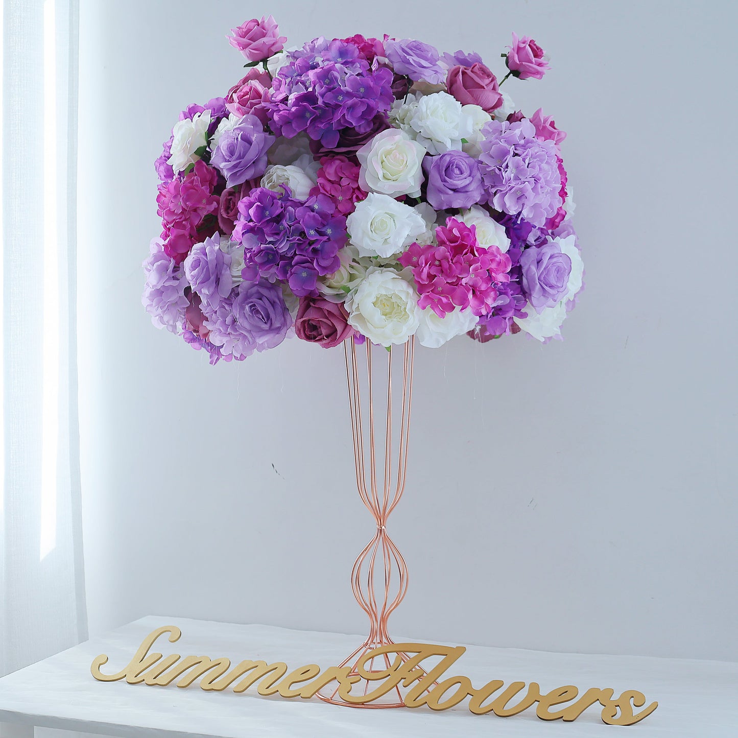 FL-064 Wholesale Bundle Hydrangea Artificial Rose Gypsophila Wedding Party Decoration Romantic Table Flower Ball