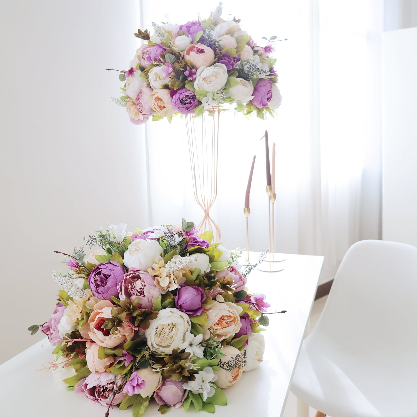 FL-029 Artificial Decorative flowers decor Flower Centerpieces purple flower ball wedding centerpieces row for party decor