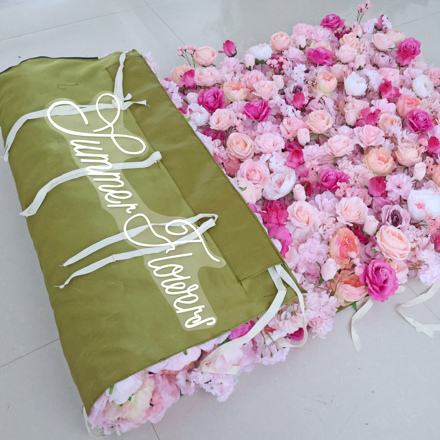 Summer Flower CB-495 8ft*8ft Cloth Back Artificial Flower Wall Roll up Fabric background