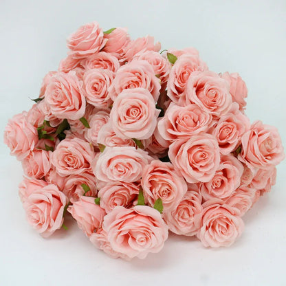 A6999 10pcs 9 Heads/1 Bunch Camellia Rose Artificial Flower Holding Bouquets