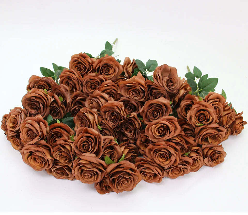 A6999 10pcs 9 Heads/1 Bunch Camellia Rose Artificial Flower Holding Bouquets