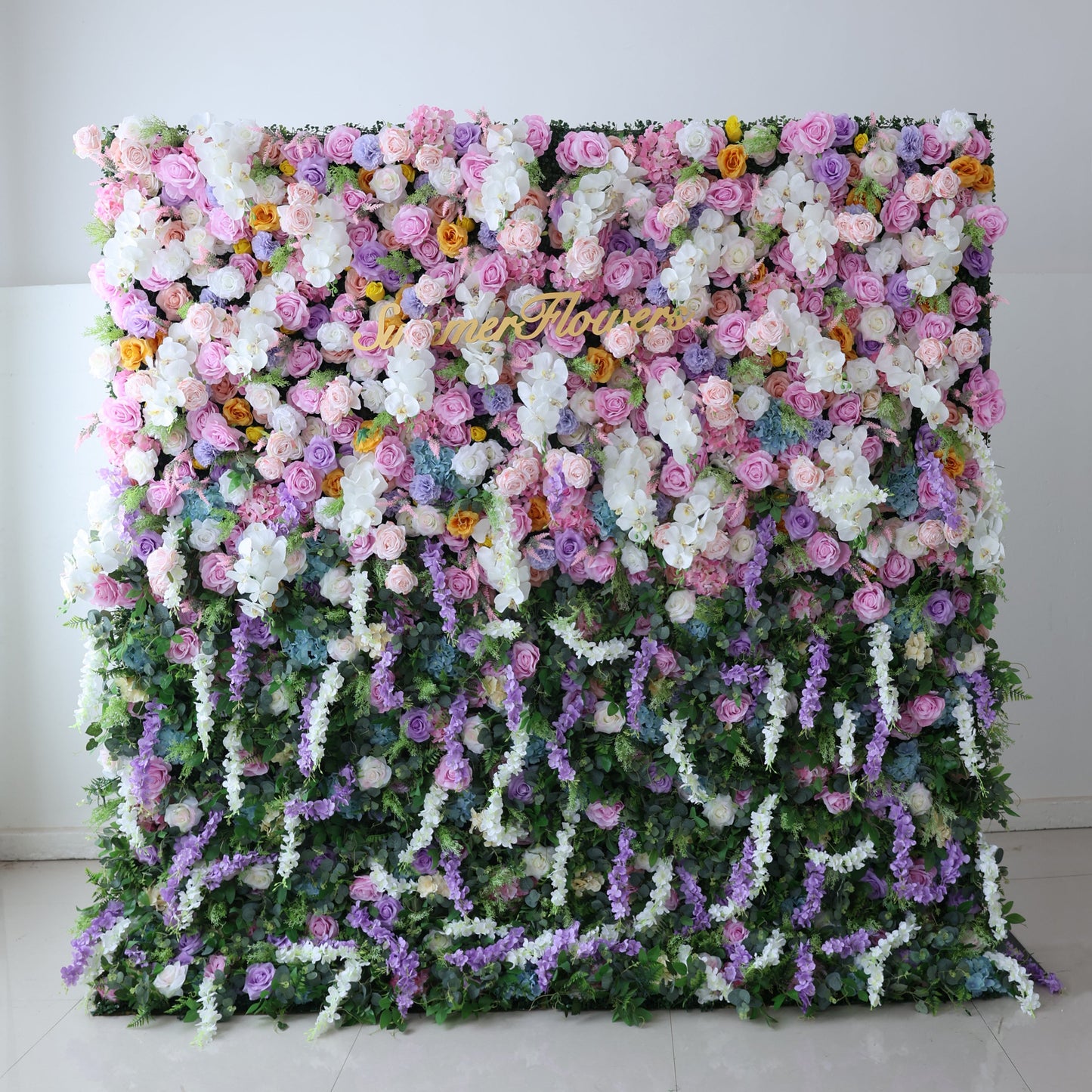 Summer Flower CB-380 8ft*8ft Cloth Back Artificial Flower Wall Roll up Fabric background
