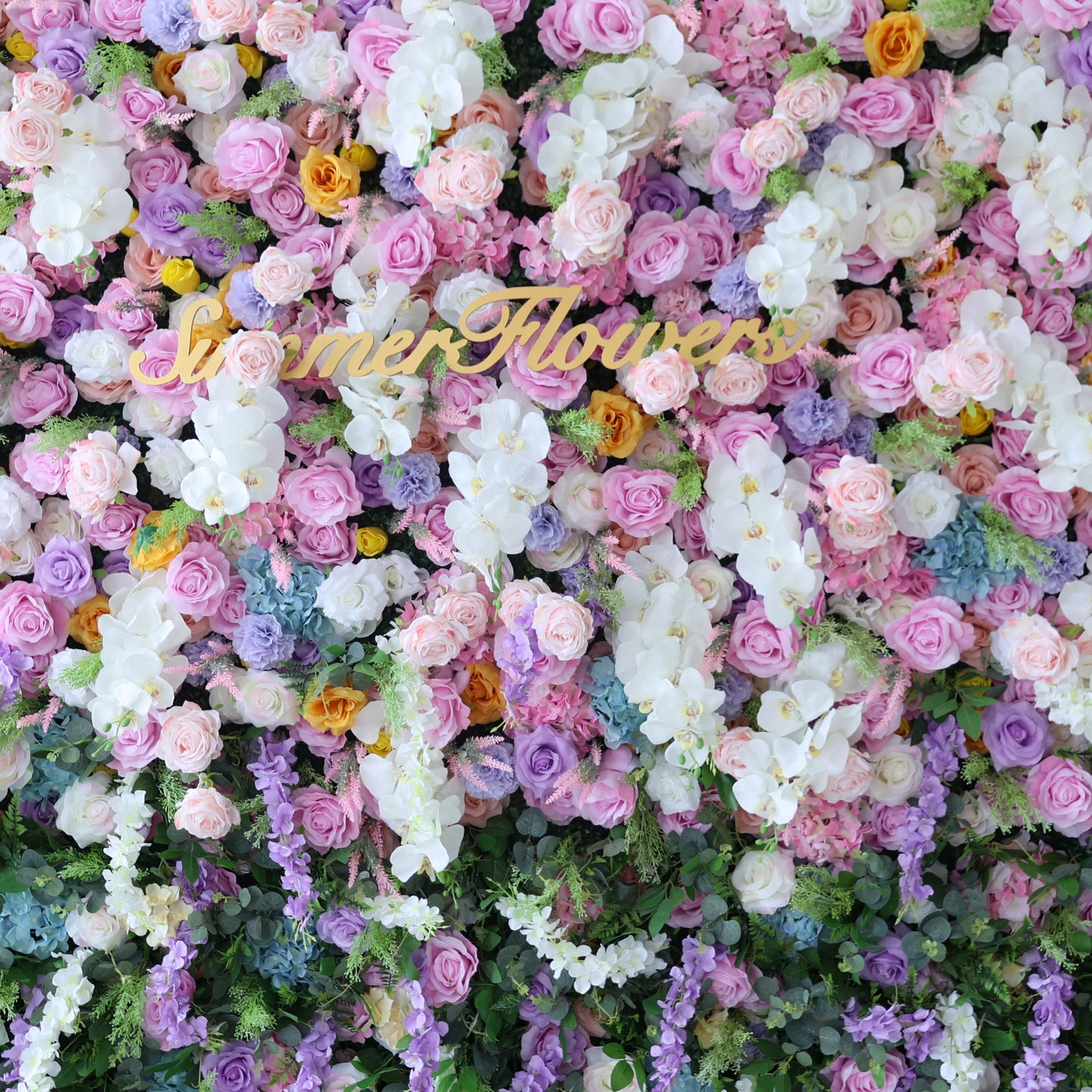 Summer Flower CB-380 8ft*8ft Cloth Back Artificial Flower Wall Roll up Fabric background