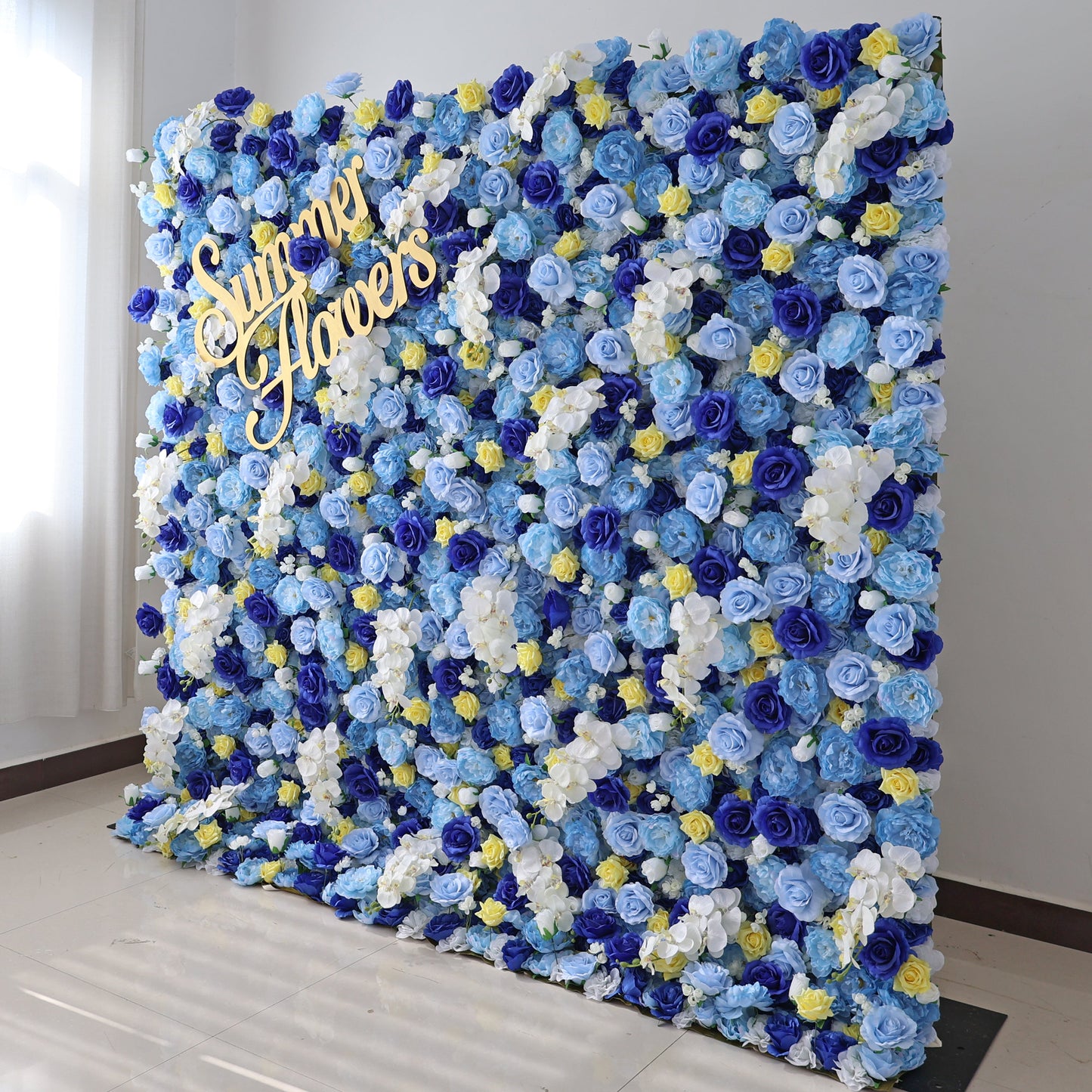 Summer Flower CB-348-3 8ft*8ft Cloth Back Artificial Flower Wall Roll up Fabric background