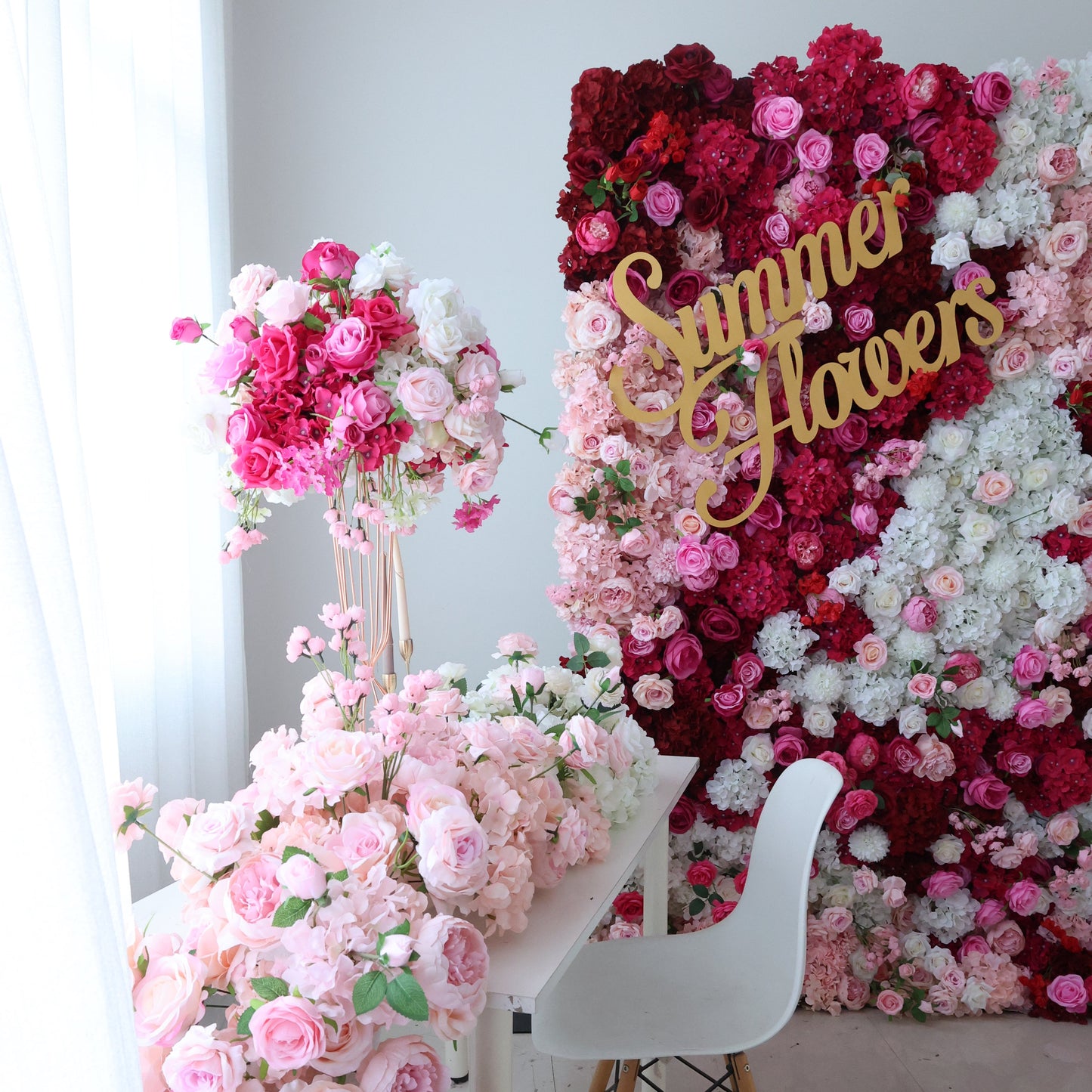 Summer Flower CB-442 8ft*8ft Cloth Back Artificial Flower Wall Roll up Fabric background