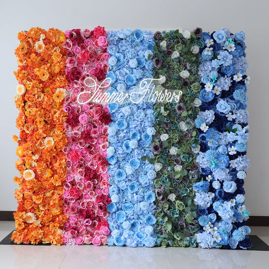 Summer Flower CB-398 8ft*8ft Cloth Back Artificial Flower Wall Roll up Fabric background