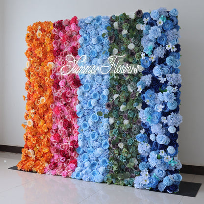 Summer Flower CB-398 8ft*8ft Cloth Back Artificial Flower Wall Roll up Fabric background