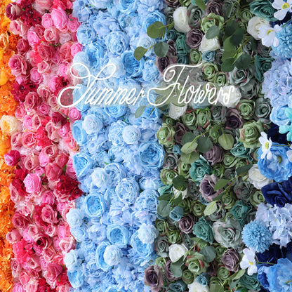 Summer Flower CB-398 8ft*8ft Cloth Back Artificial Flower Wall Roll up Fabric background