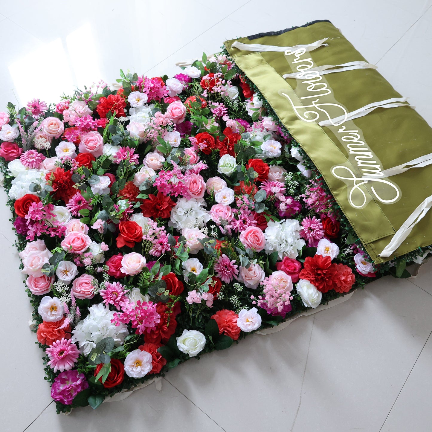Summer Flower CB-461 8ft*8ft Cloth Back Artificial Flower Wall Roll up Fabric background