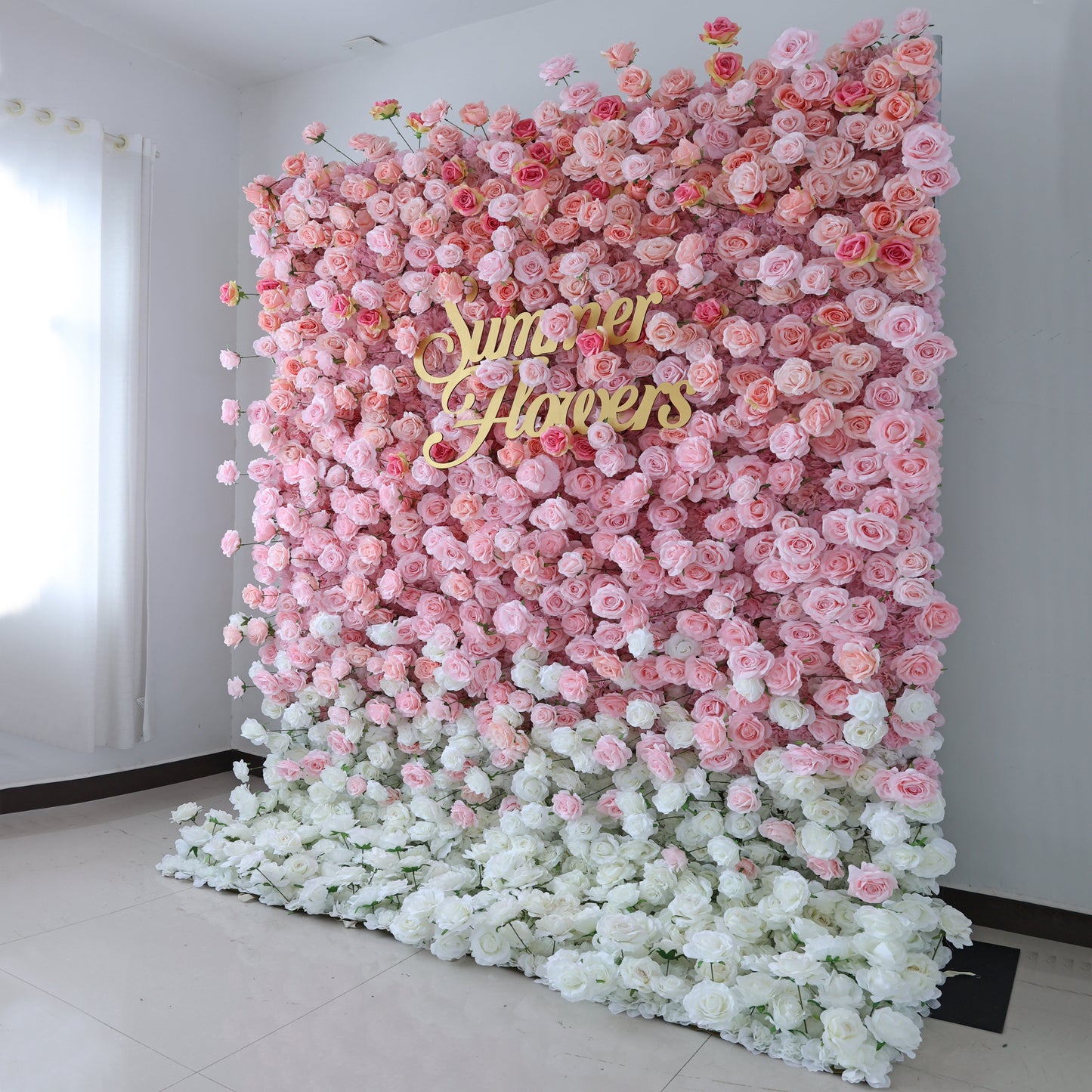 Summer Flower CB-465 8ft*8ft Cloth Back Artificial Flower Wall Roll up Fabric background