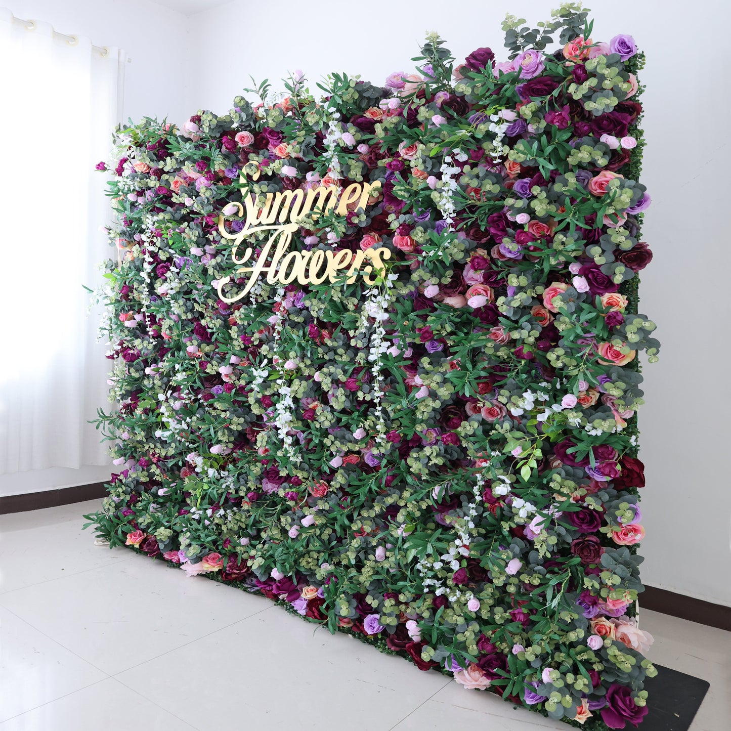 Summer Flower CB-469 8ft*8ft Cloth Back Artificial Flower Wall Roll up Fabric background