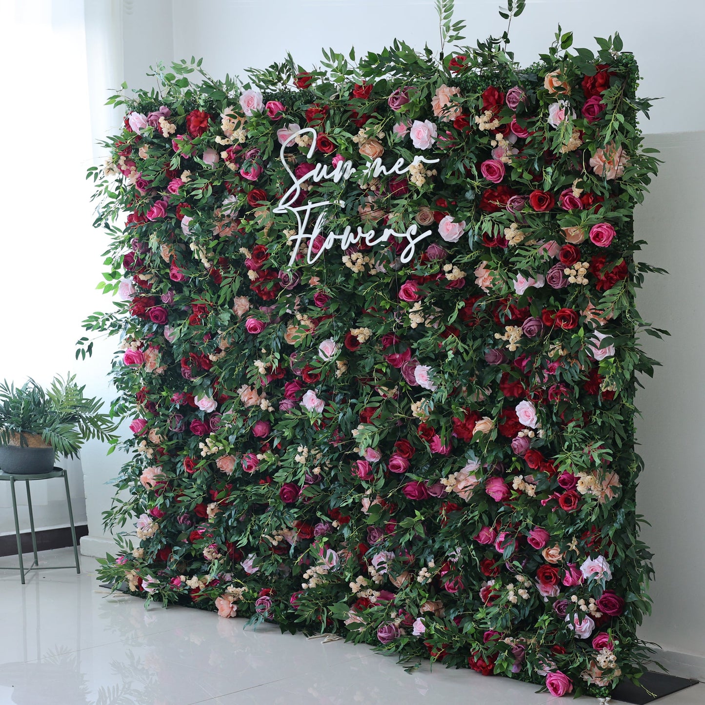 Summer Flower CB-095 8ft*8ft Cloth Back Artificial Flower Wall Roll up Fabric background