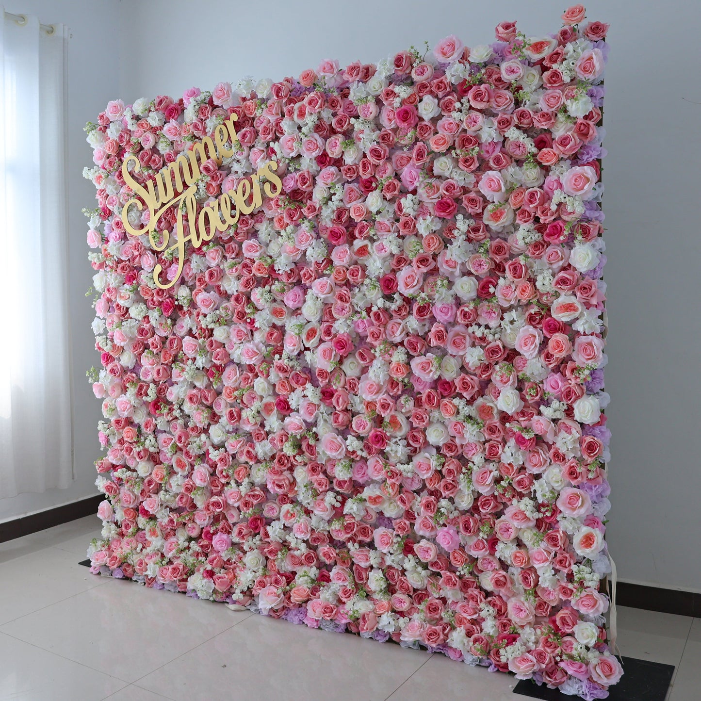 Summer Flower CB-474 8ft*8ft Cloth Back Artificial Flower Wall Roll up Fabric background