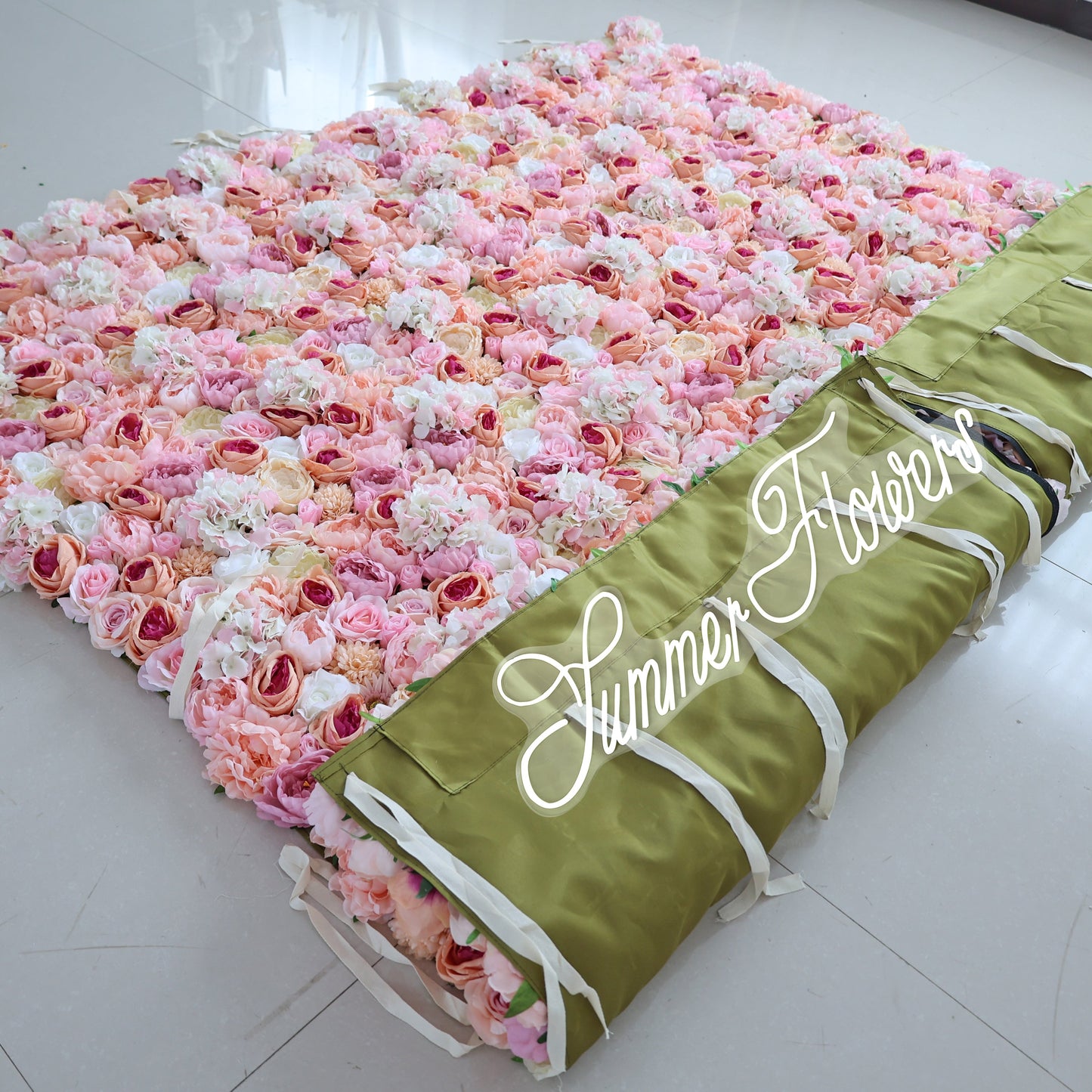 Summer Flower CB-359 8ft*8ft Cloth Back Artificial Flower Wall Roll up Fabric background