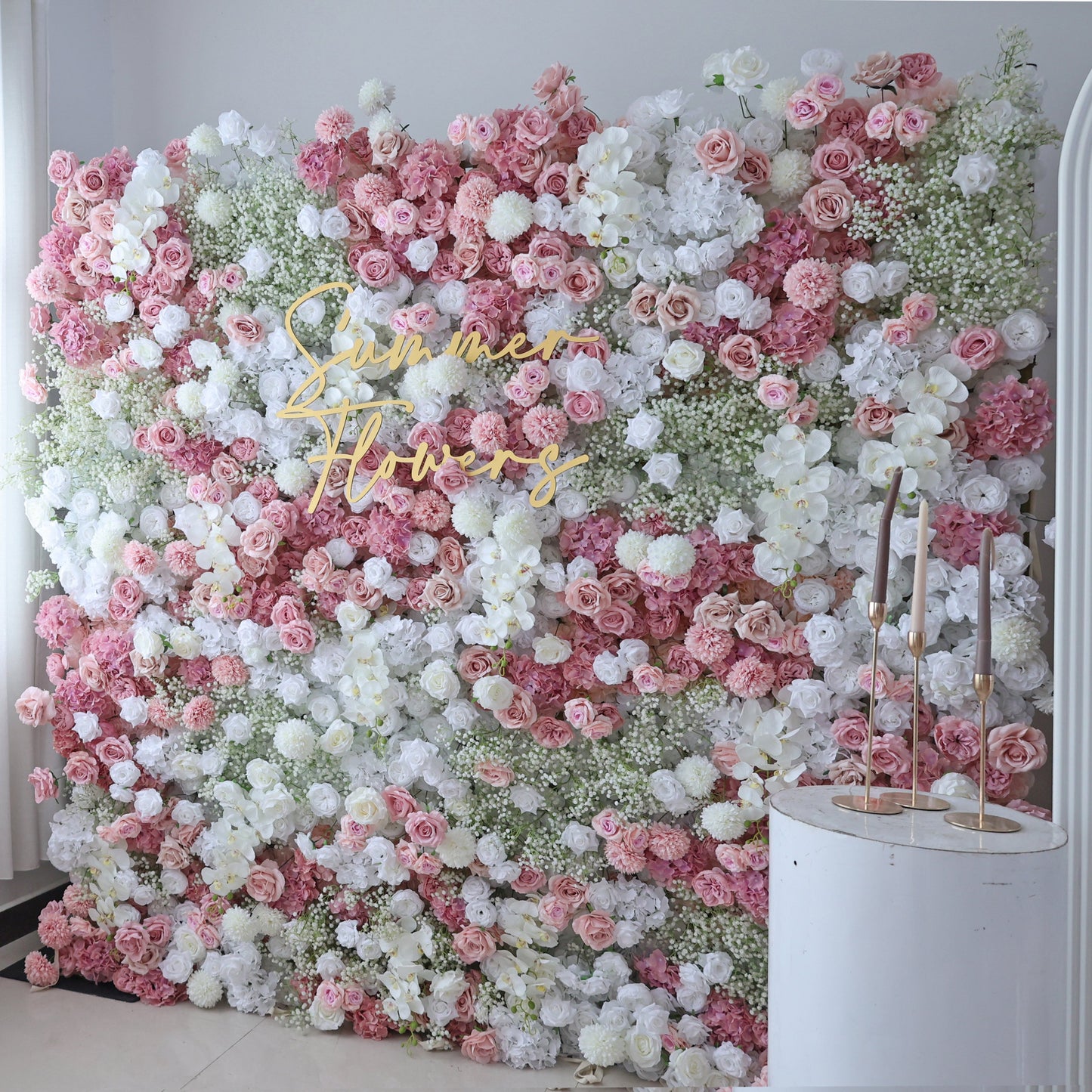 Summer Flower CB-418 8ft*8ft Cloth Back Artificial Flower Wall Roll up Fabric background