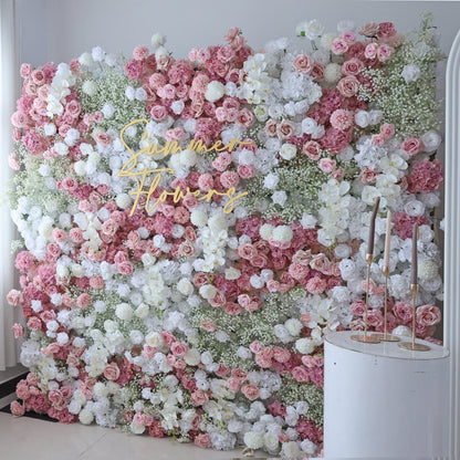 Summer Flower CB-418 8ft*8ft Cloth Back Artificial Flower Wall Roll up Fabric background
