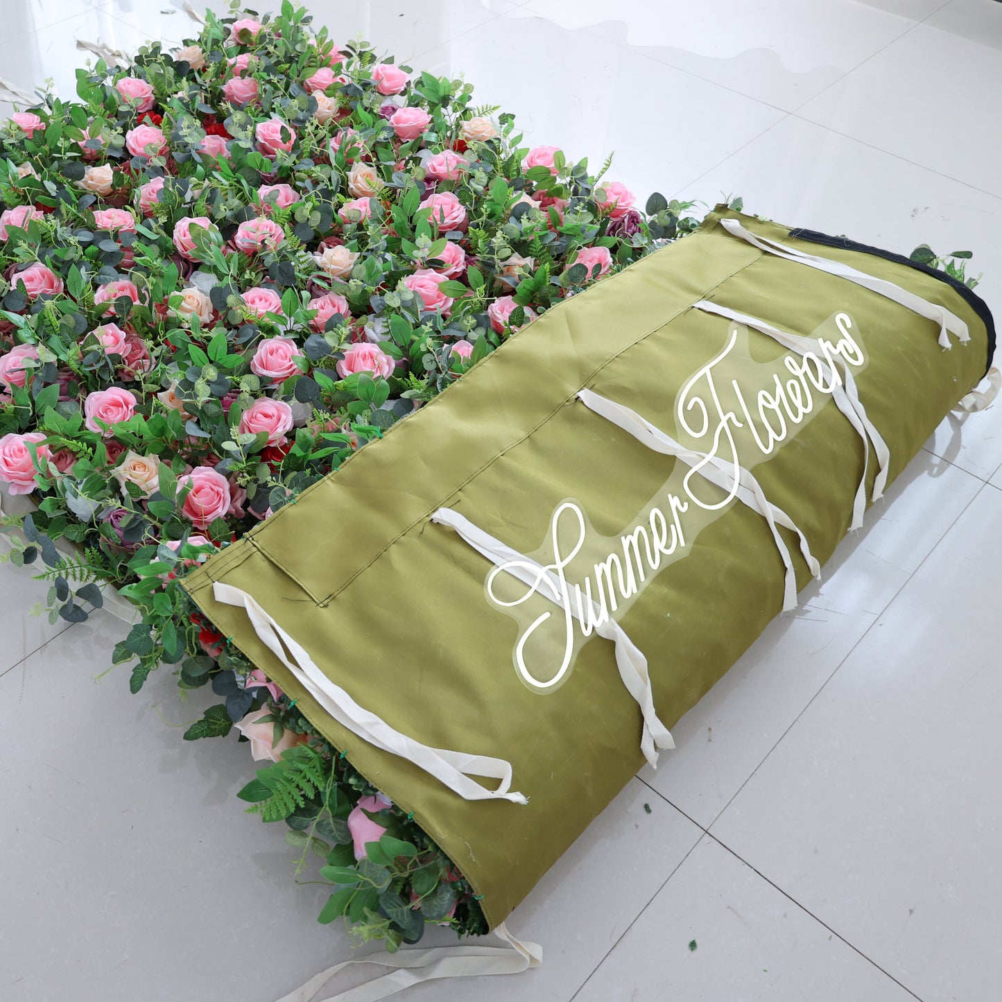 Summer Flower CB-485 8ft*8ft Cloth Back Artificial Flower Wall Roll up Fabric background