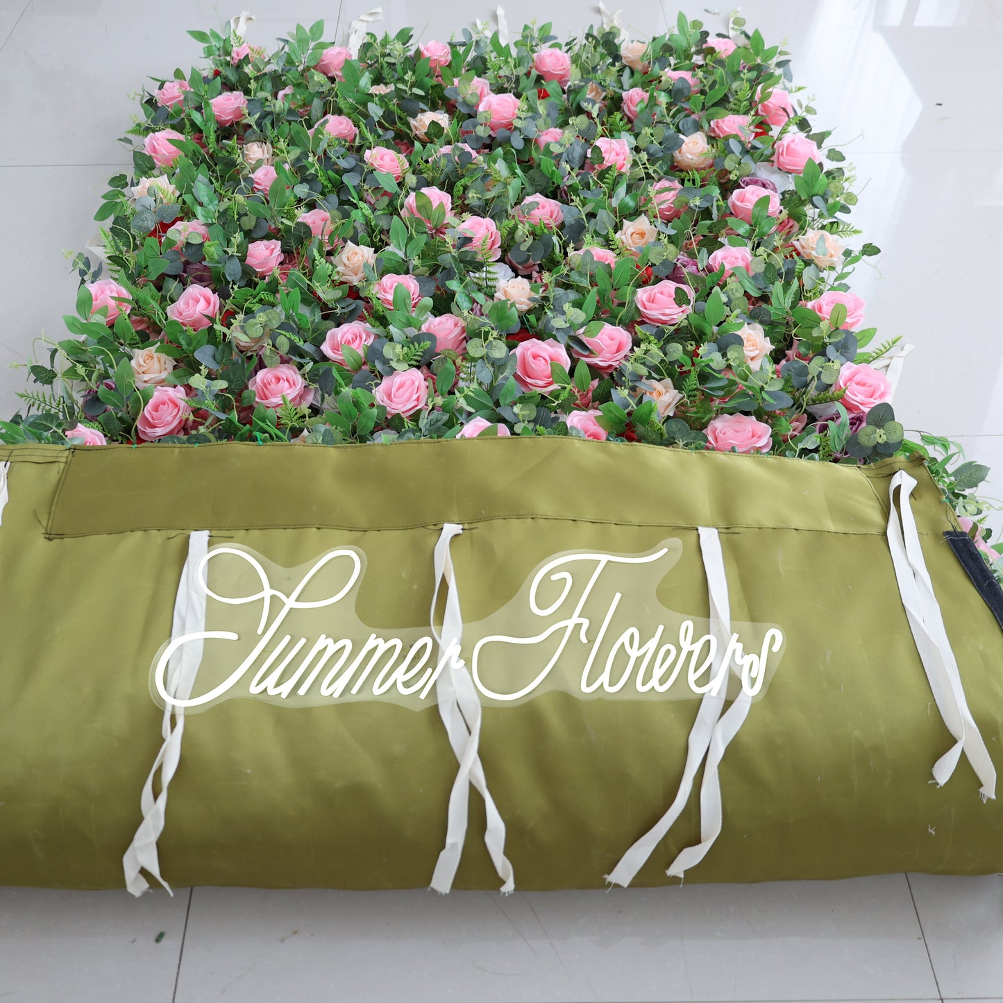Summer Flower CB-485 8ft*8ft Cloth Back Artificial Flower Wall Roll up Fabric background