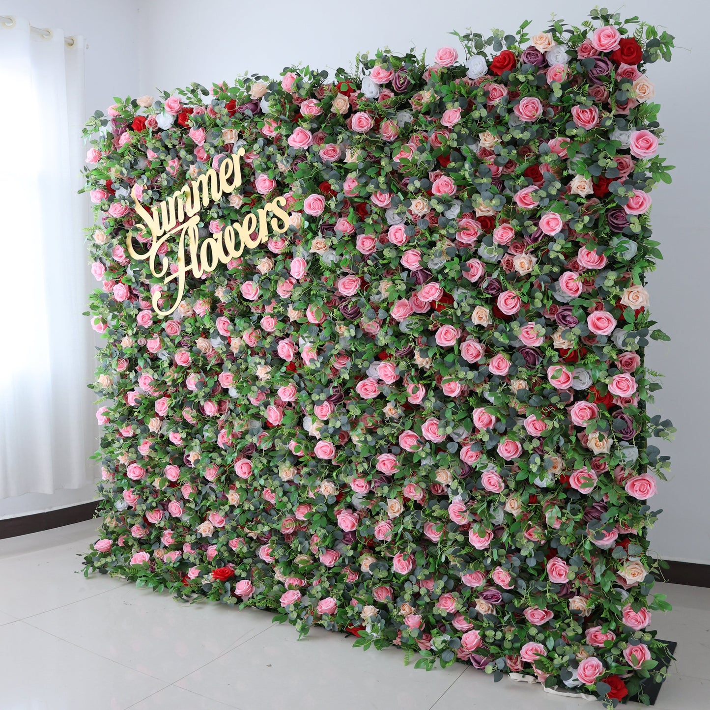 Summer Flower CB-485 8ft*8ft Cloth Back Artificial Flower Wall Roll up Fabric background