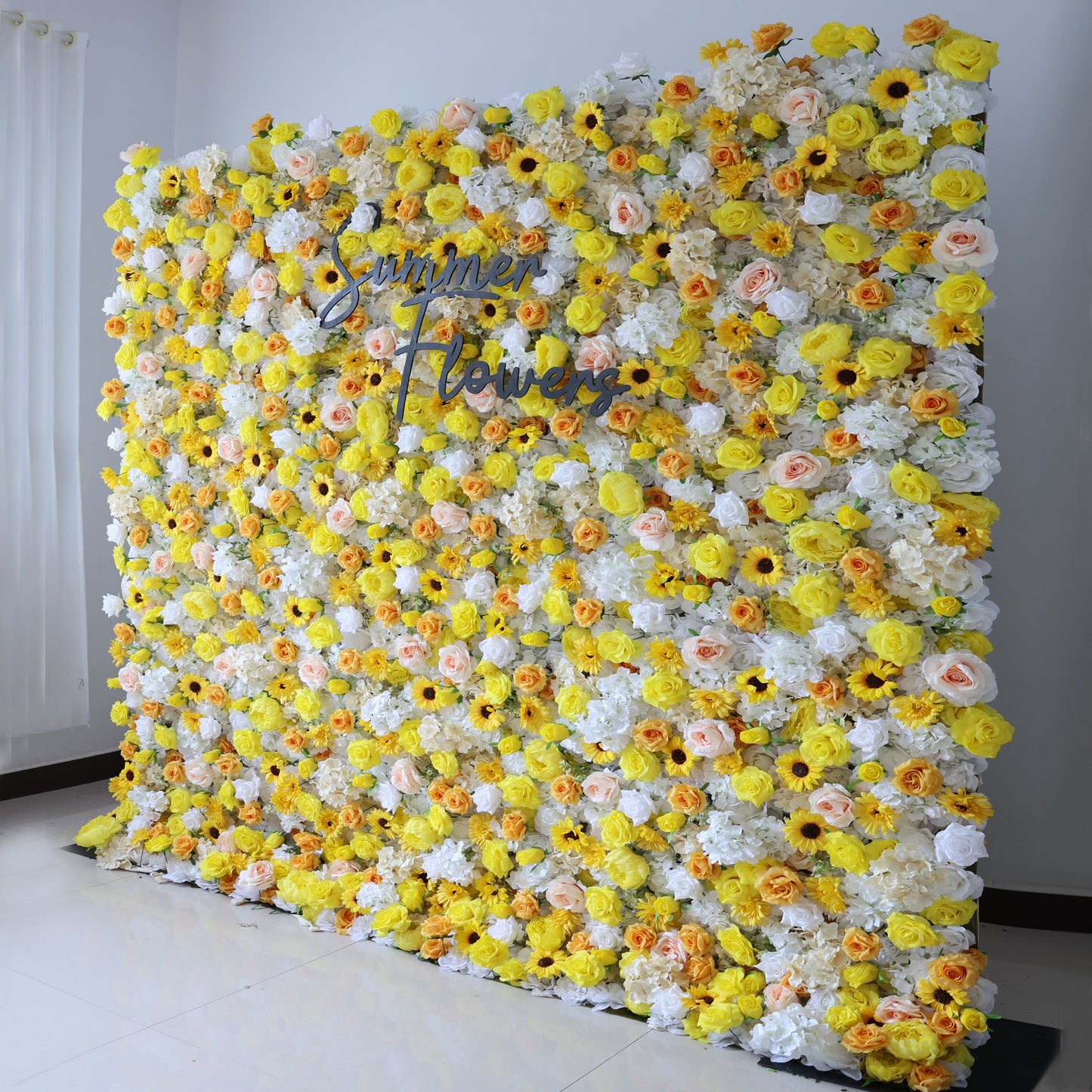 Summer Flower CB-427 8ft*8ft Cloth Back Artificial Flower Wall Roll up Fabric background