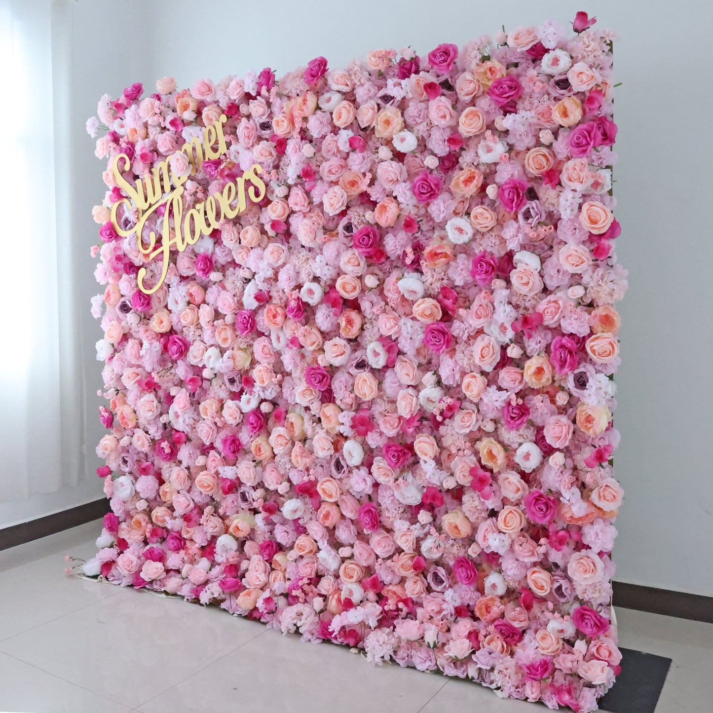 Summer Flower CB-495 8ft*8ft Cloth Back Artificial Flower Wall Roll up Fabric background