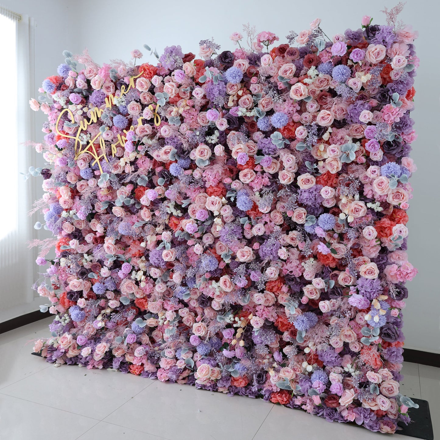 Summer Flower CB-434 8ft*8ft Cloth Back Artificial Flower Wall Roll up Fabric background