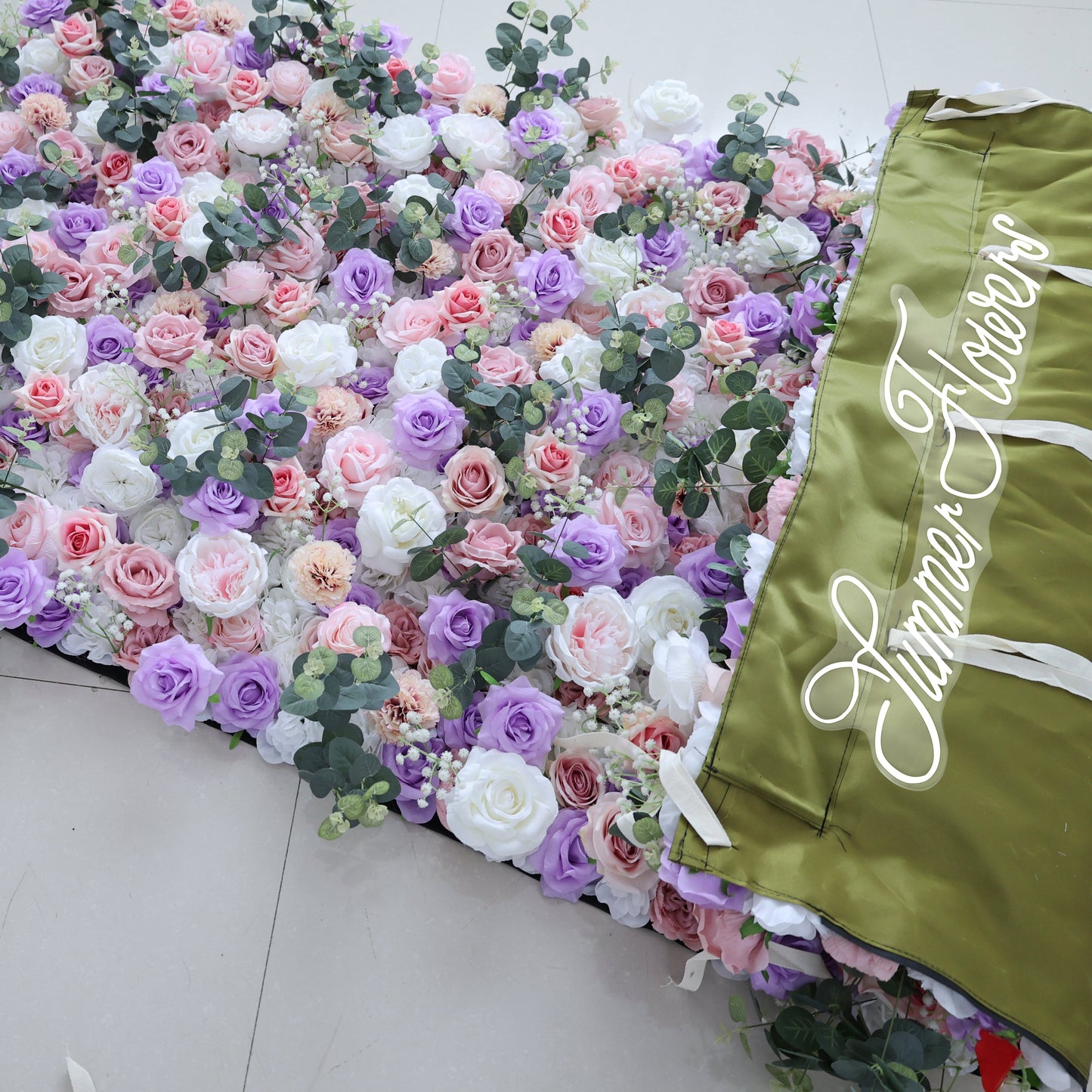 Summer Flower CB-439 8ft*8ft Cloth Back Artificial Flower Wall Roll up Fabric background