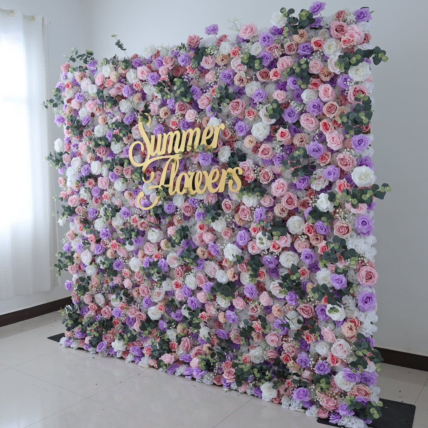 Summer Flower CB-439 8ft*8ft Cloth Back Artificial Flower Wall Roll up Fabric background