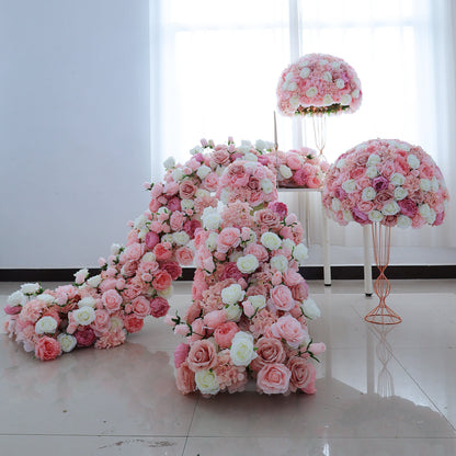 FL-116 High Quality DIY Silk Artificial Flowers White Hydrangea Pink Rose Table Center Decorations Christmas Perfect Centerpiece