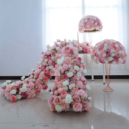 FL-116 High Quality DIY Silk Artificial Flowers White Hydrangea Pink Rose Table Center Decorations Christmas Perfect Centerpiece