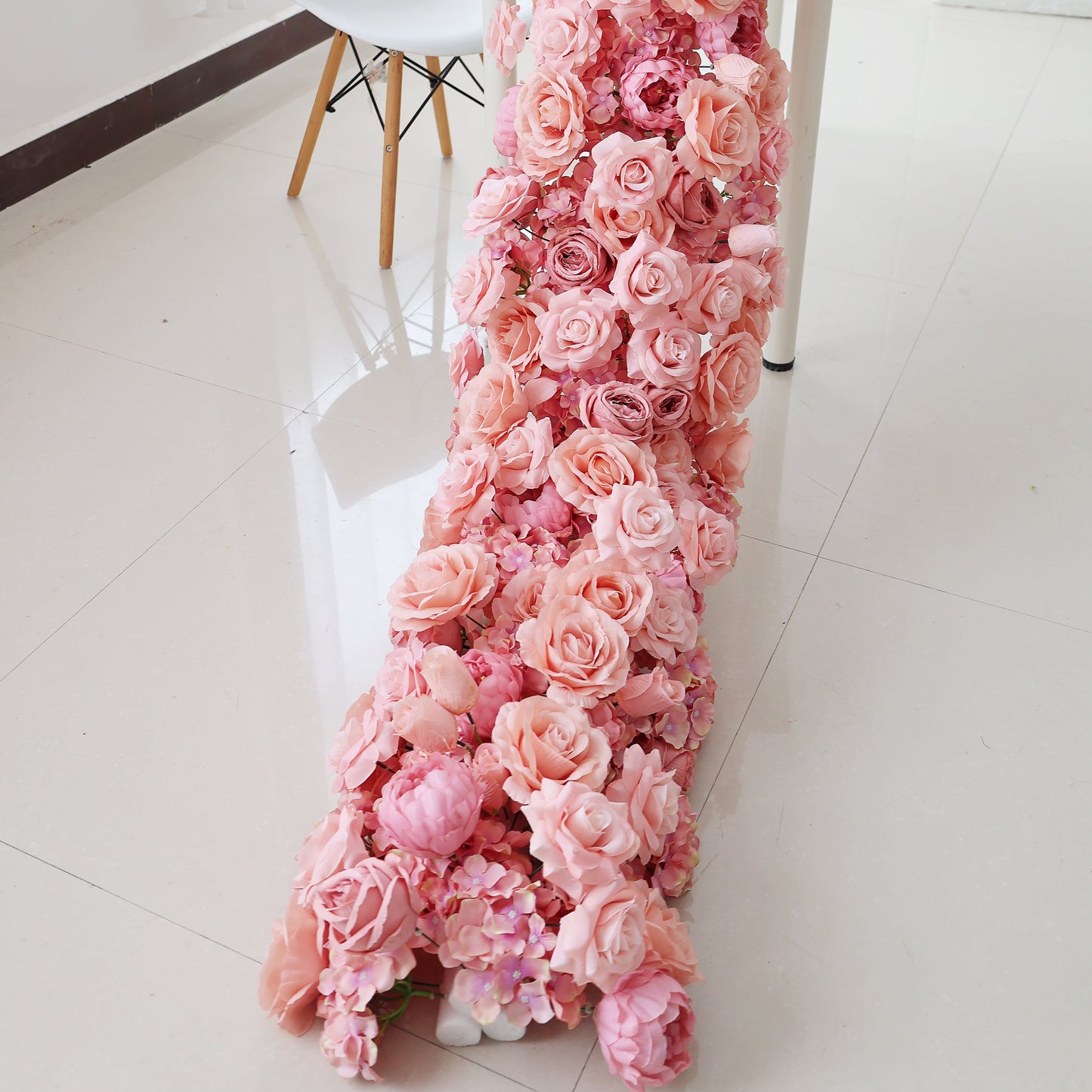 FR-001-40 Wedding Artificial Flower Table Runner Silk Rose Flower Artificial Wholesale Flower Runner Table Runners For Sale