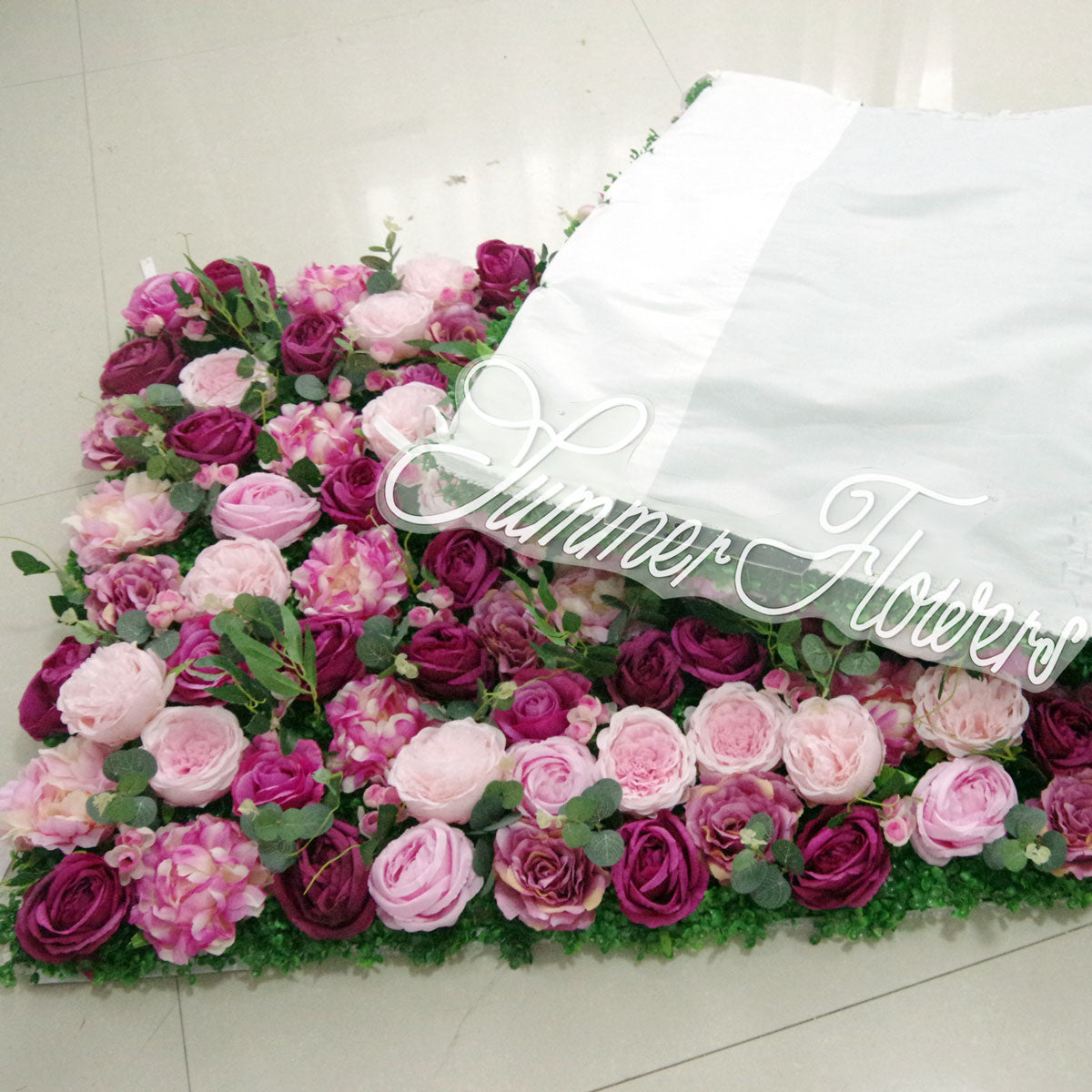 Summer Flower:CB-068 8ft*8ft Cloth Back Artificial Flower Wall Backdrop