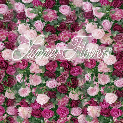 Summer Flower:CB-068 8ft*8ft Cloth Back Artificial Flower Wall Backdrop