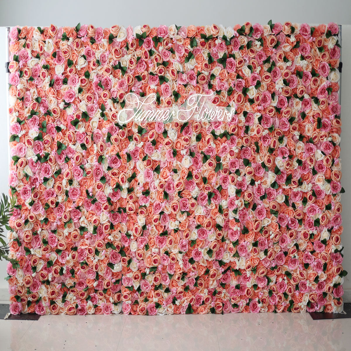 Summer Flower:CB-189 8ft*8ft Cloth Back Artificial Flower Wall Backdrop