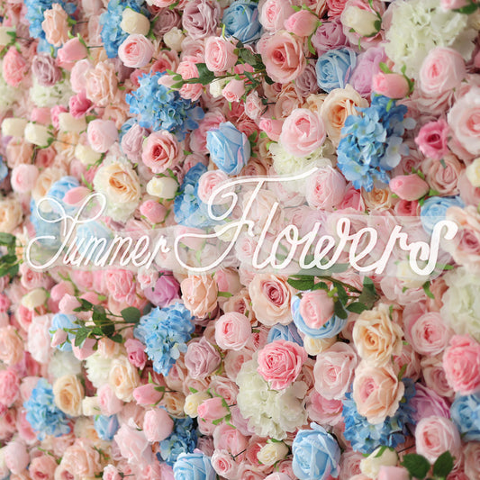 Summer Flower:CB-191 8ft*8ft Cloth Back Artificial Flower Wall Backdrop
