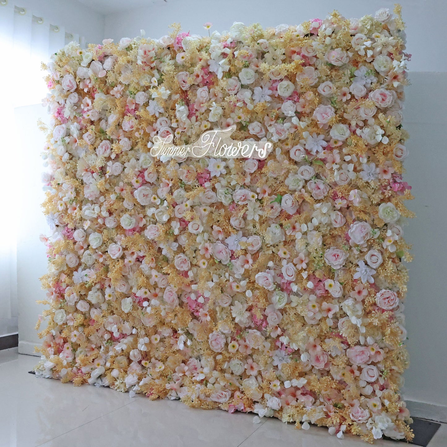 Summer Flower CB-331 8ft*8ft Cloth Back Artificial Flower Wall Roll up Fabric background