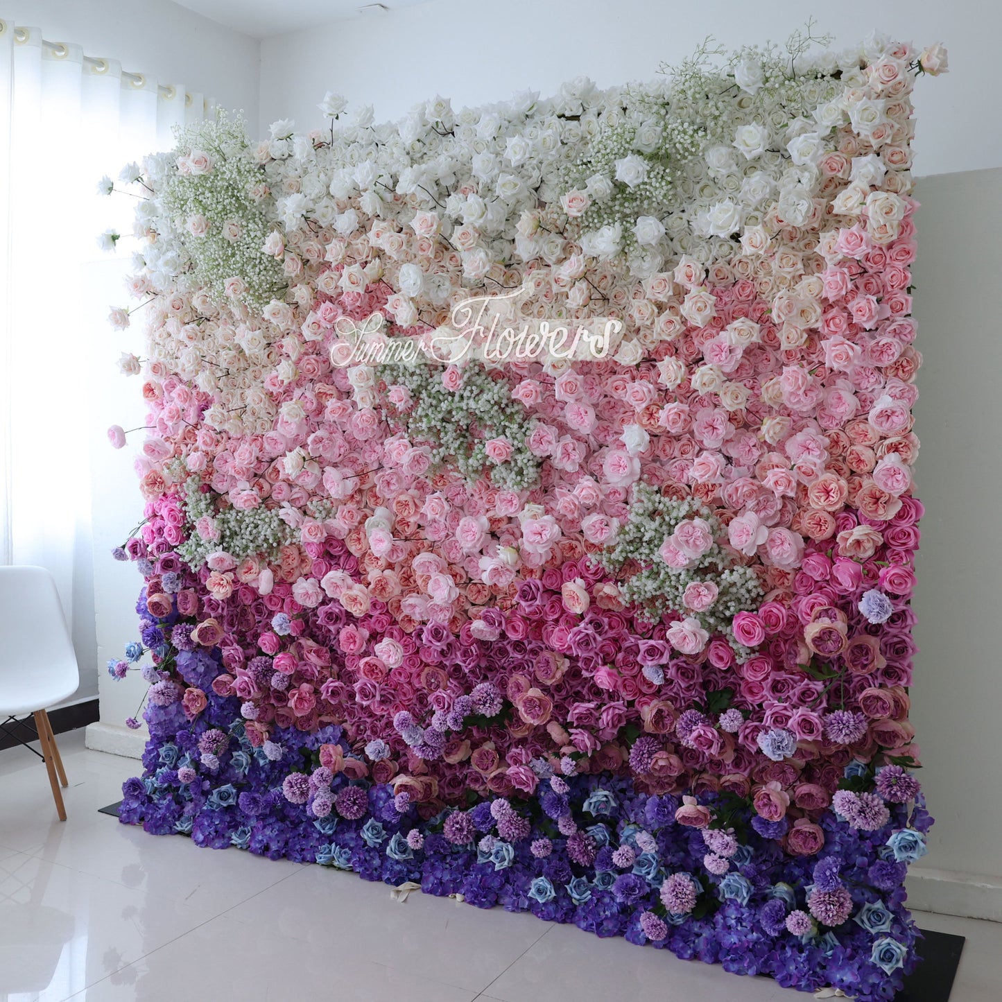 Summer Flower CB-340 8ft*8ft Cloth Back Artificial Flower Wall Roll up Fabric background