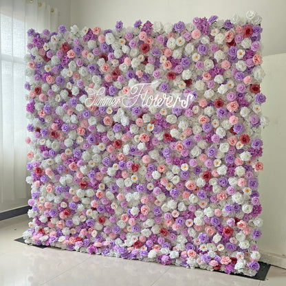 Summer Flower CB-376 8ft*8ft Cloth Back Artificial Flower Wall Roll up Fabric background