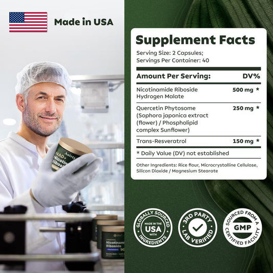 NR900-NAD+Supplement for Skin Aging Support, Energy, andFocus-80 Count- Vitamin & WellnessSupplements Dietary