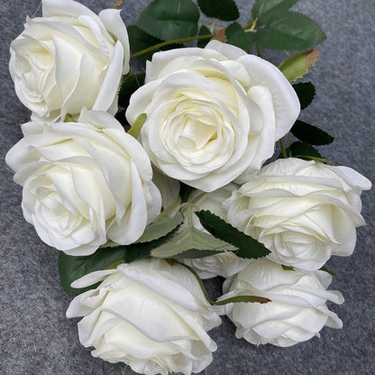 A6999 10pcs 9 Heads/1 Bunch Camellia Rose Artificial Flower Holding Bouquets