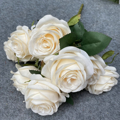 A6999 10pcs 9 Heads/1 Bunch Camellia Rose Artificial Flower Holding Bouquets