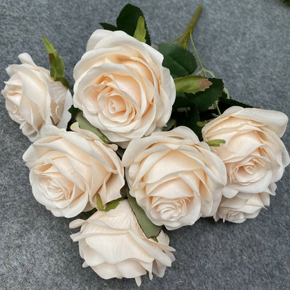 A6999 10pcs 9 Heads/1 Bunch Camellia Rose Artificial Flower Holding Bouquets
