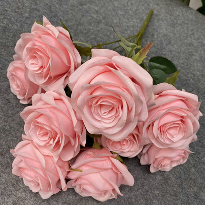 A6999 10pcs 9 Heads/1 Bunch Camellia Rose Artificial Flower Holding Bouquets
