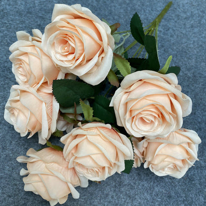 A6999 10pcs 9 Heads/1 Bunch Camellia Rose Artificial Flower Holding Bouquets
