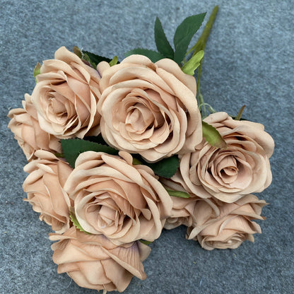 A6999 10pcs 9 Heads/1 Bunch Camellia Rose Artificial Flower Holding Bouquets