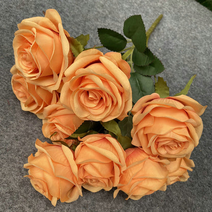 A6999 10pcs 9 Heads/1 Bunch Camellia Rose Artificial Flower Holding Bouquets