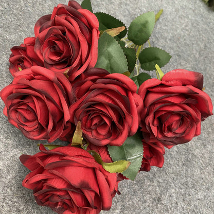 A6999 10pcs 9 Heads/1 Bunch Camellia Rose Artificial Flower Holding Bouquets