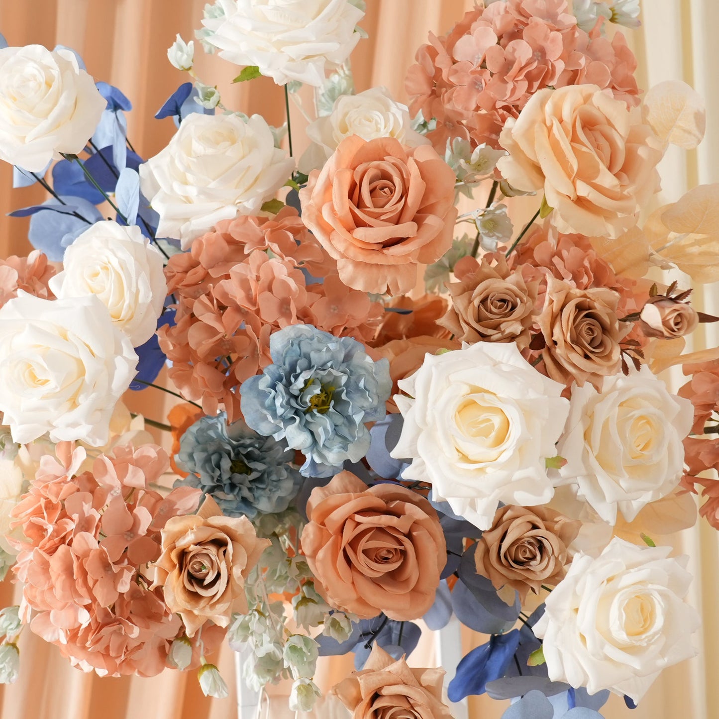 A9048 Luxury Coffee Blue Hang Flower Road Lead Floral Wedding Scene Event Decor