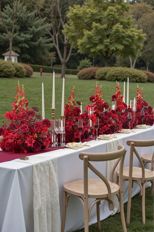 A8966 2pcs Burgundy Red Table Centerpieces Aisle Flower Wedding Banquet Supplies
