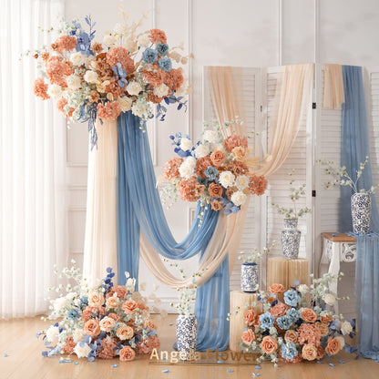 A9048 Luxury Coffee Blue Hang Flower Road Lead Floral Wedding Scene Event Decor